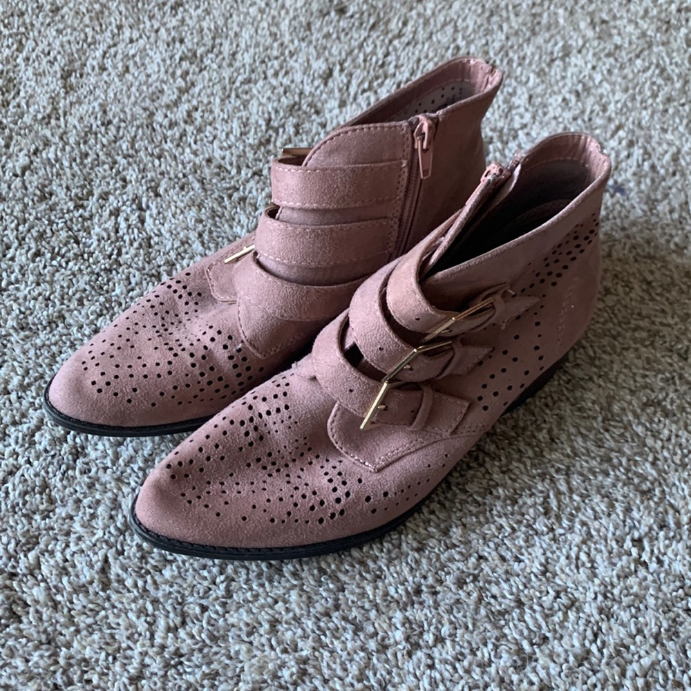 Faux suede cowgirl booties